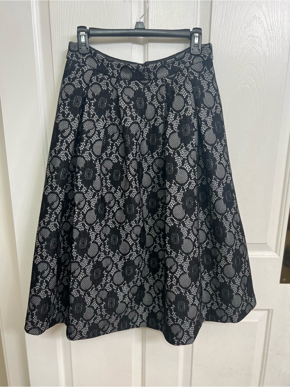 Karl Lagerfeld Black Floral Lace A-Line Skirt